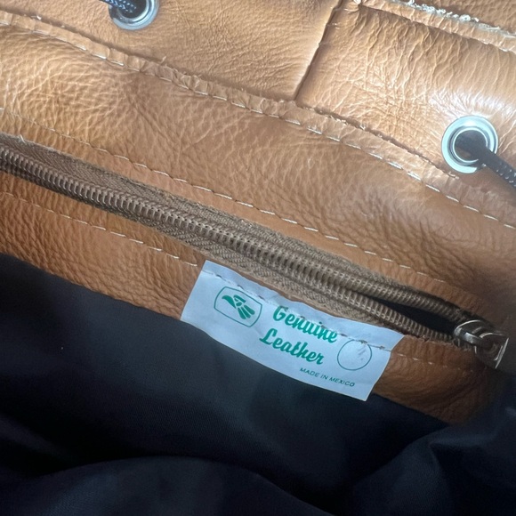 Fringed Leather Concho Backpack - Carmel - Picture 5 of 8